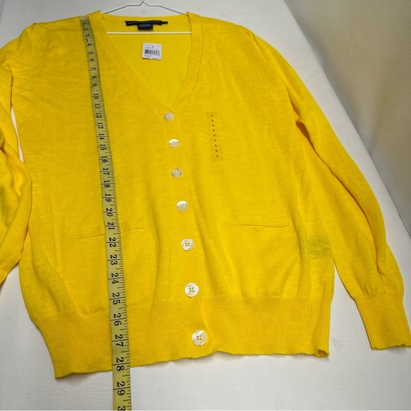 Ralph Lauren sport cotton/linen blend Yellow Cardigan Sweater vneck size L NWT - Picture 3 of 10